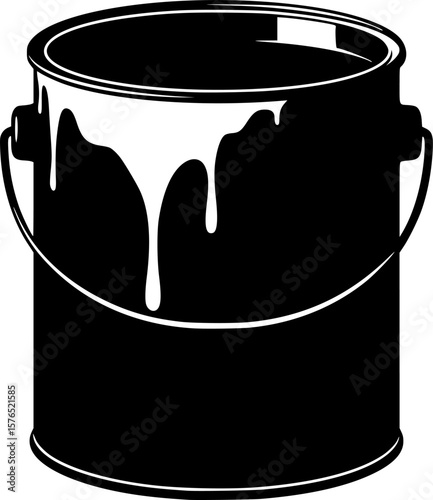 paint can silhouette, black and white silhouette, vector and illustration
