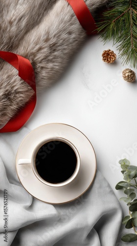 Warm Coffee Cup With Decorative Elements for a Cozy Winter Atmosphere