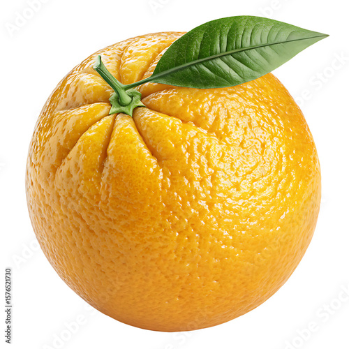 Orange, one orange with light falling on it from an angle, making it more visible and attractive, transparent background.