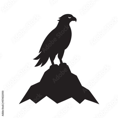 Hawk Sitting On Rocky Cliffside