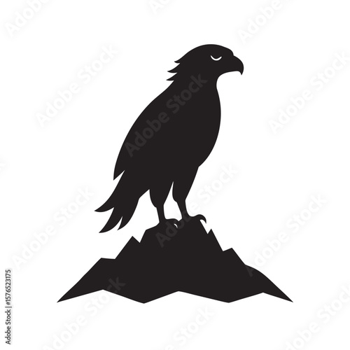 Hawk Perched On Mountain Top