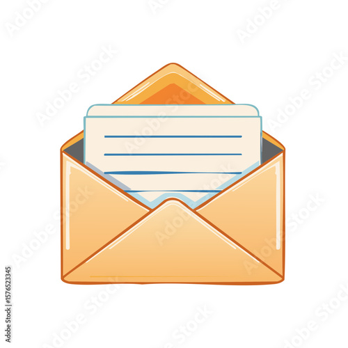 Opened Envelope with Letter Correspondence Delivery Illustration Cartoon Graphic