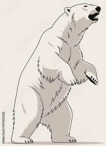 polar bear stanting on hind legs vector illustration