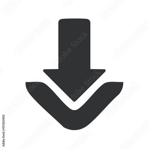 Simplified Downward Arrow with Curved Base Direction Sign Navigation