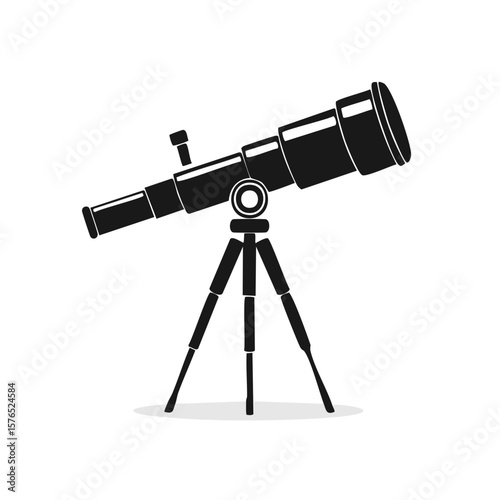 Telescope illustration on a tripod for stargazing and astronomical observation