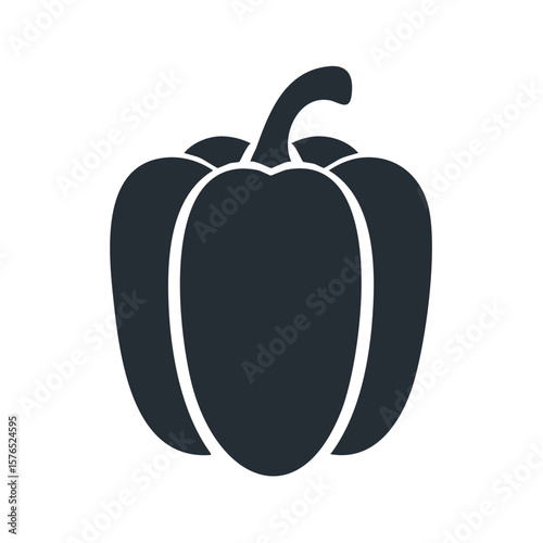 Simple Vector Silhouette of a Bell Pepper, a Colorful Vegetable
