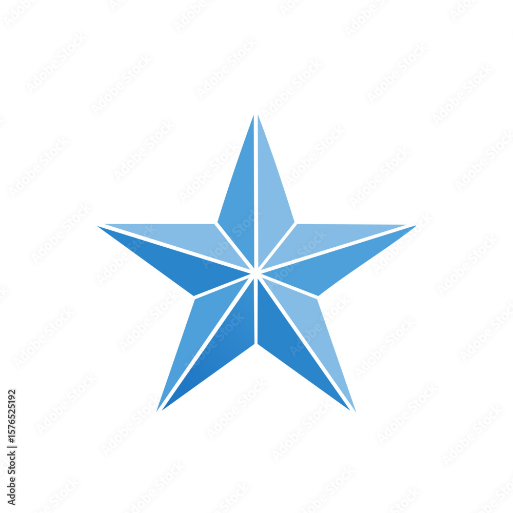 Obraz premium Stylish gradient geometric five-pointed star or sign in blue color