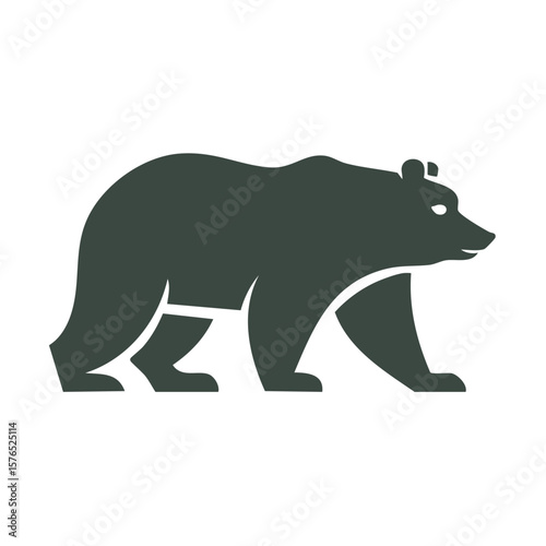 Stylized Silhouette of a Walking Bear, Wildlife Icon, Animal Symbolism, Outdoors Nature Graphic