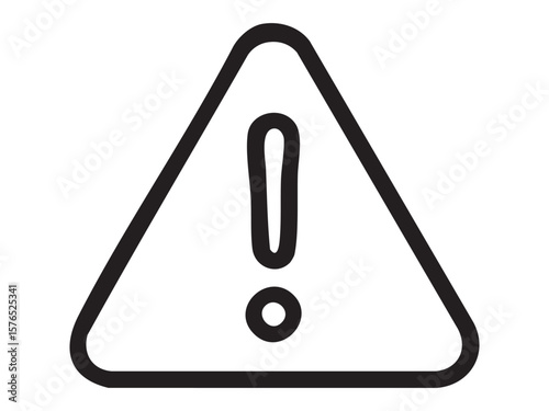 Black outline warning sign icon with exclamation mark isolated on white background, graphic illustration. concept of hazard, caution, safety, alert, triangle symbol, design element