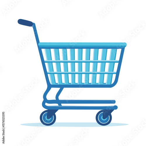 Isolated Blue Shopping Cart Vector Illustration Grocery Store Retail Symbol Icon