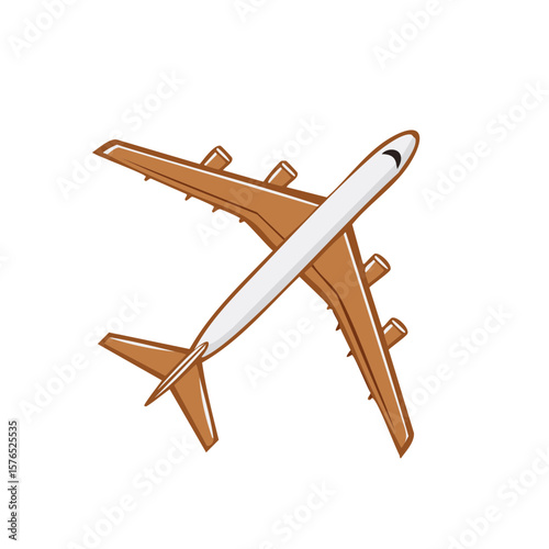 Jet Aircraft Vector Illustration Airplane Top Down Perspective Flight Travel Transportation Design