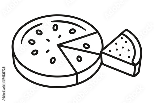 Cartoon vector illustration of a dessert slice with fruit and chocolate