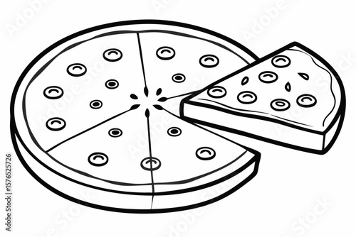 A colorful vector illustration of a food design palette featuring a slice of cake, an apple, an orange, cheese, and a slice of pizza