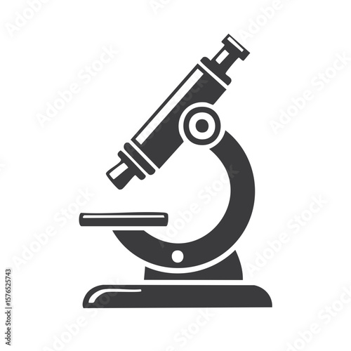Classic Microscope Illustration for Laboratory Science and Medical Research in Dark Gray