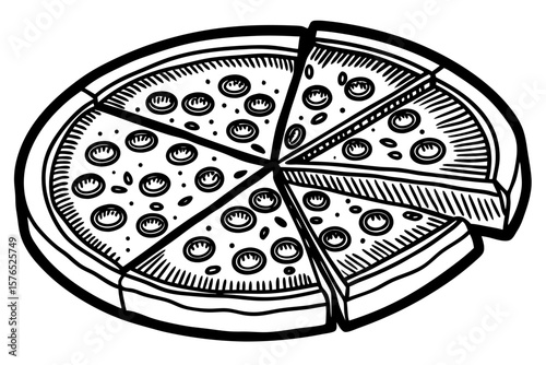 Pizza slice with apple and orange vector illustration