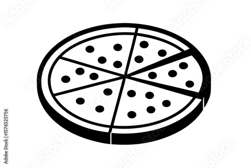 Abstract black and white vector illustration of a sweet fruit slice with a healthy food design palette