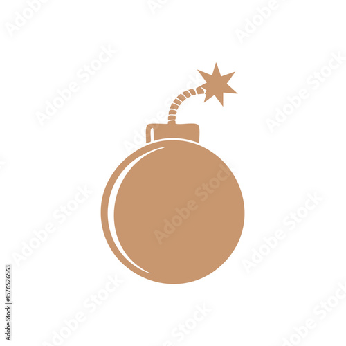 Cartoon Bomb with Fuse Lit - Danger, Explosion, Dynamite, Icon, Graphic Symbol