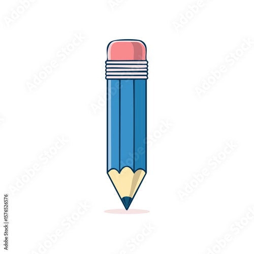 Blue Wooden Pencil with Pink Eraser: Drawing, Sketching, and Writing Tool