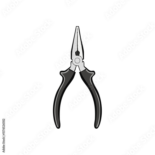Needle Nose Pliers Hand Tool Illustration for Cutting Gripping or Bending Materials