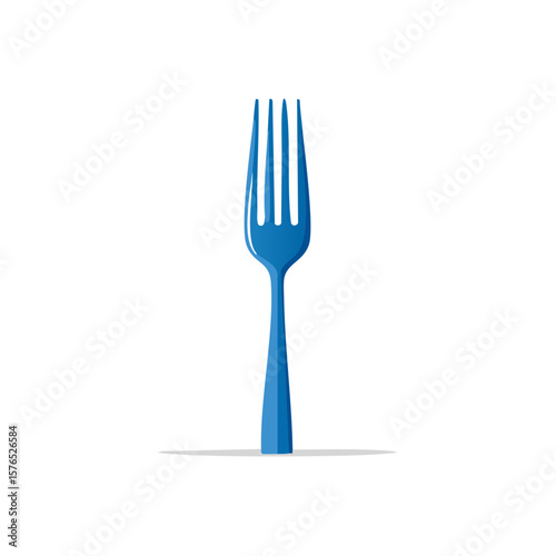 Vibrant Blue Fork Illustration:  Minimalist Kitchen Utensil Design for Food and Dining Concepts