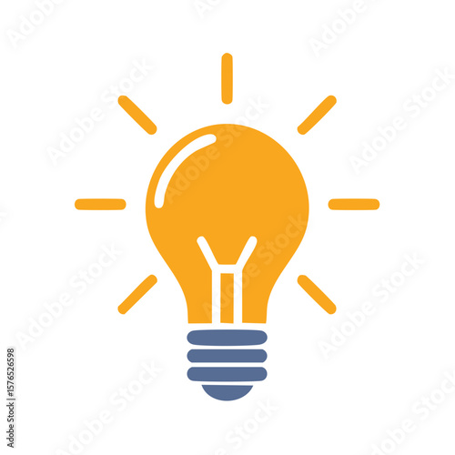 Illustration of a glowing light bulb radiating light embodying idea innovation solutions
