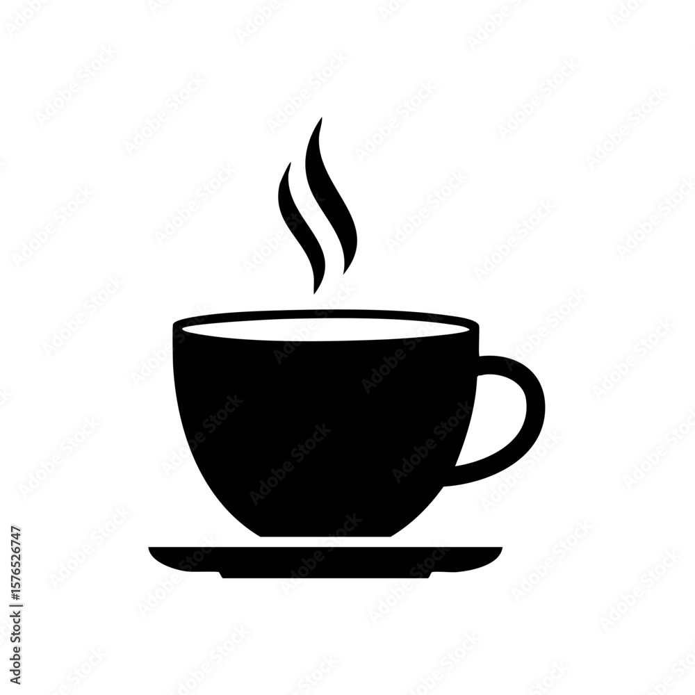 Obraz premium Silhouette of Hot Cup on Saucer with Steam Rising Depicts Comfort and Relaxation