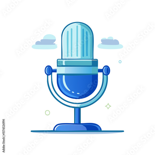 Retro microphone for radio broadcasting, vector illustration, music and talk