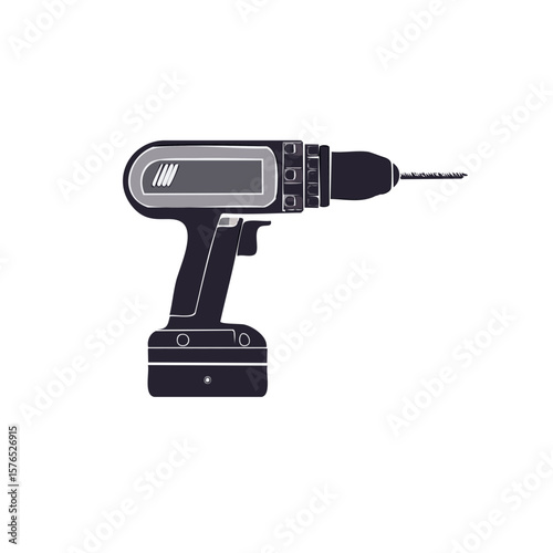 Electric Cordless Drill Illustration, Power Tool for Home Improvement Projects
