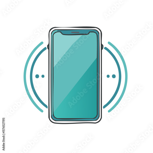 Hand drawn Smartphone with communication signal. Modern gadget, device for calling and chatting