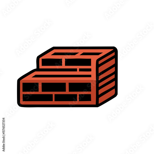 Stack of Bricks Construction Material Icon Brickwork Wall Building Supplies