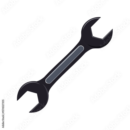 Detailed Illustration of an Isolated Box End Wrench for Mechanic and Home Repairs