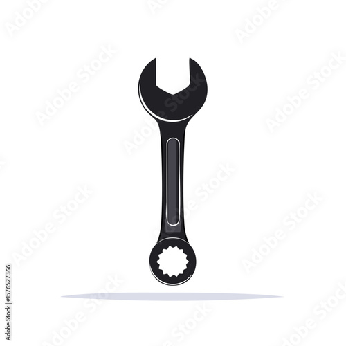 Black wrench tool isolated on white, equipment for repair shop vector