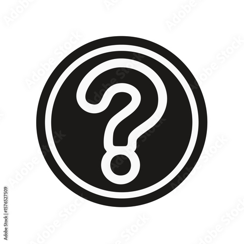 Black and White Question Mark Inside a Double Circle