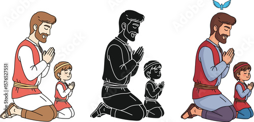 A man sitting cross-legged with a child on his lap, a woman sitting next to them, a family seated together in a casual, affectionate scene
