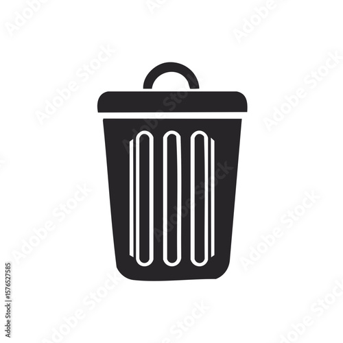 Simple Black and White Icon of a Wastebasket for Deletion or Removal Symbol for Designers