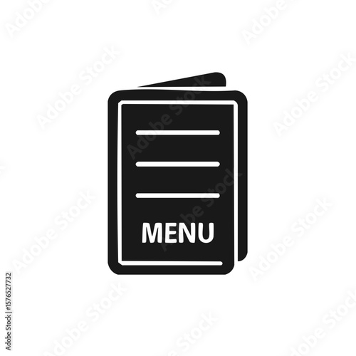 Restaurant menu icon with list of items, black glyph sign for food selection