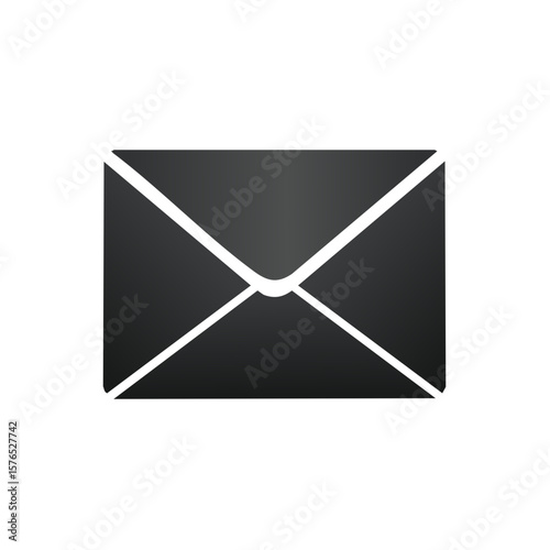 Contemporary Black Envelope Communication Graphic Element Design on White Background