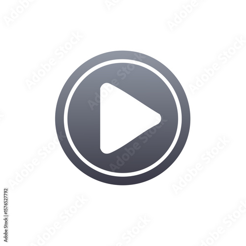 Play button icon - media player symbol with triangle in round shape with grayscale color