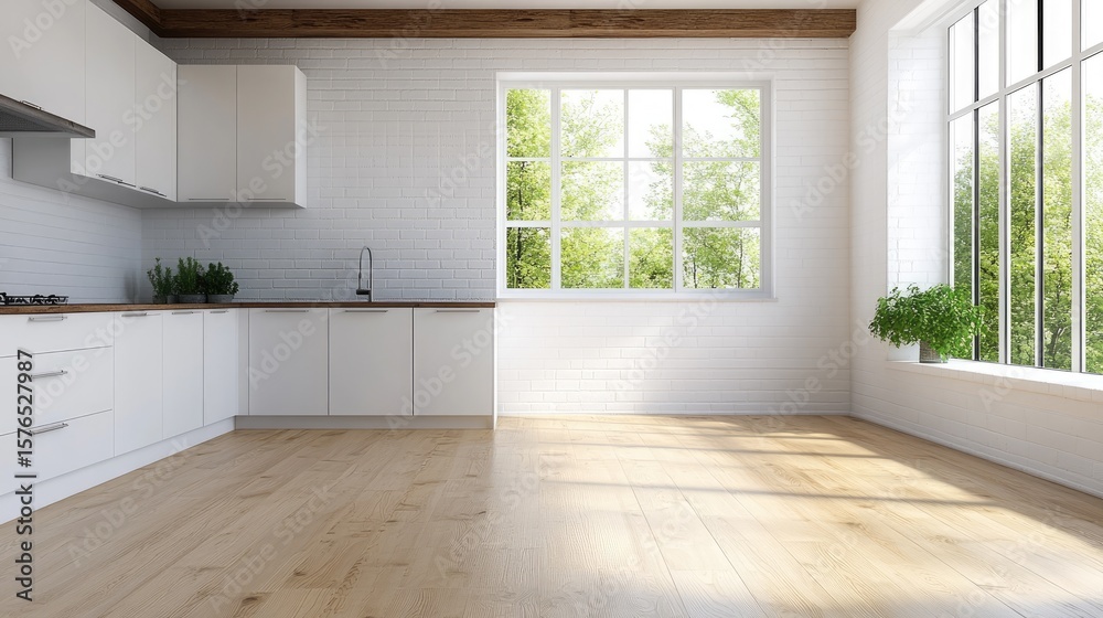 Fototapeta premium Empty modern kitchen interior design