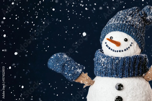 Charming Snowmen Wearing Blue Hats and Scarves Celebrate Winter in a Whimsica...