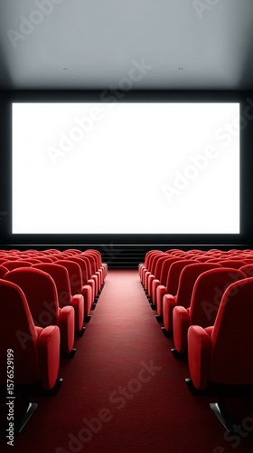 Red Theater Seats in a Cinema Before the Movie Screening Begins
