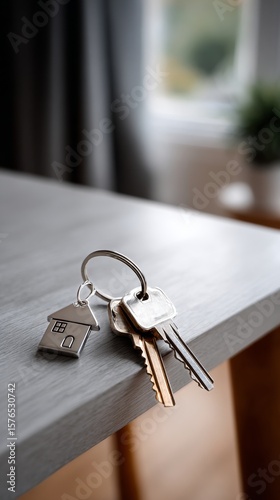 Model House and Keys on Table in Cozy Setting