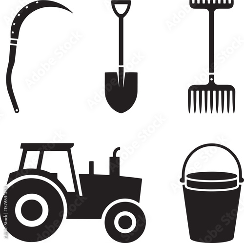 Farming tools and tractor sickle shovel