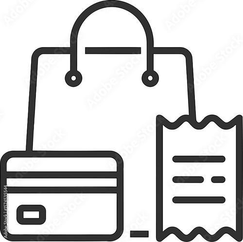 Shopping bag, credit card, and receipt displayed together on a flat surface during a retail experience