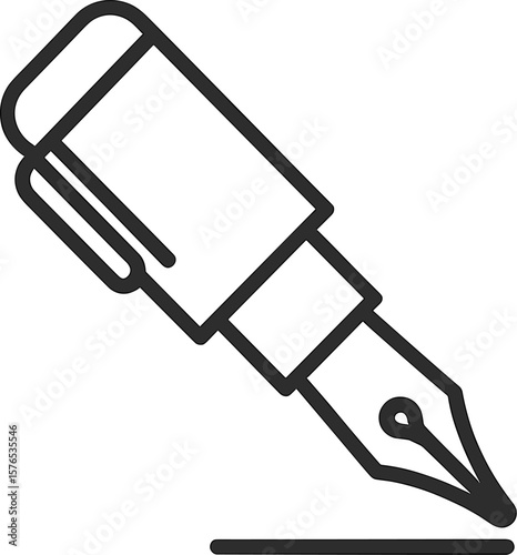 Elegant fountain pen writing on a clean sheet of paper at a desk during evening hours in a cozy home office setting