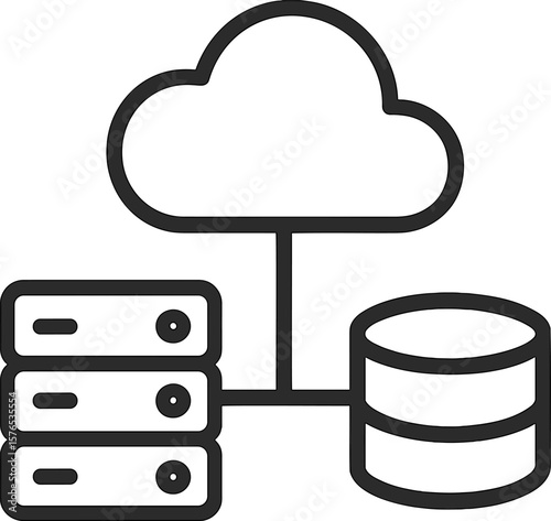 Cloud computing with servers and database connection in modern technology