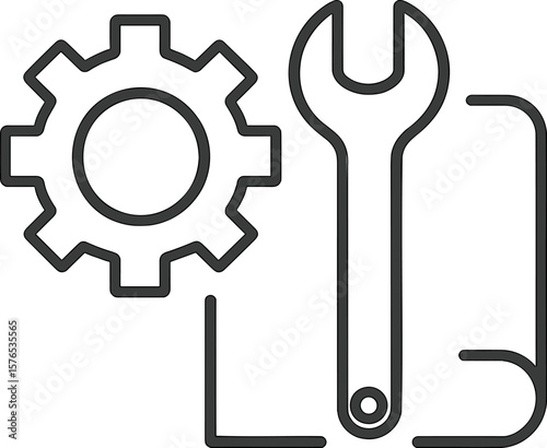 Tools and gear icon representing maintenance, repair, and engineering activities in a modern design