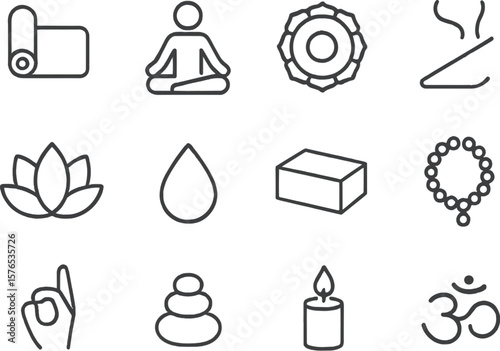 Wellness and relaxation symbols representing spa treatments and self-care activities in a minimalist design