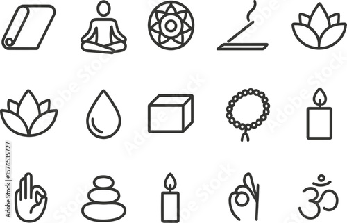 Explore the serenity of meditation with symbols representing mindfulness and tranquility in a calming environment