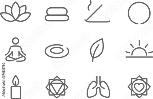 Spiritual symbols and elements representing meditation, mindfulness, and tranquility in a harmonious design